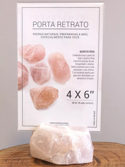 Porta Retrato 10x15 Pedra Natural Quartzo Rosa