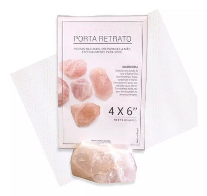 Porta Retrato 10x15 Pedra Natural Quartzo Rosa